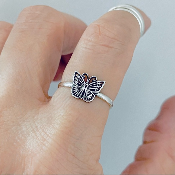 Sterling Silver Small Butterfly Ring, Silver Rings, Spirit Bug Jewelry, Insects - Picture 10 of 13